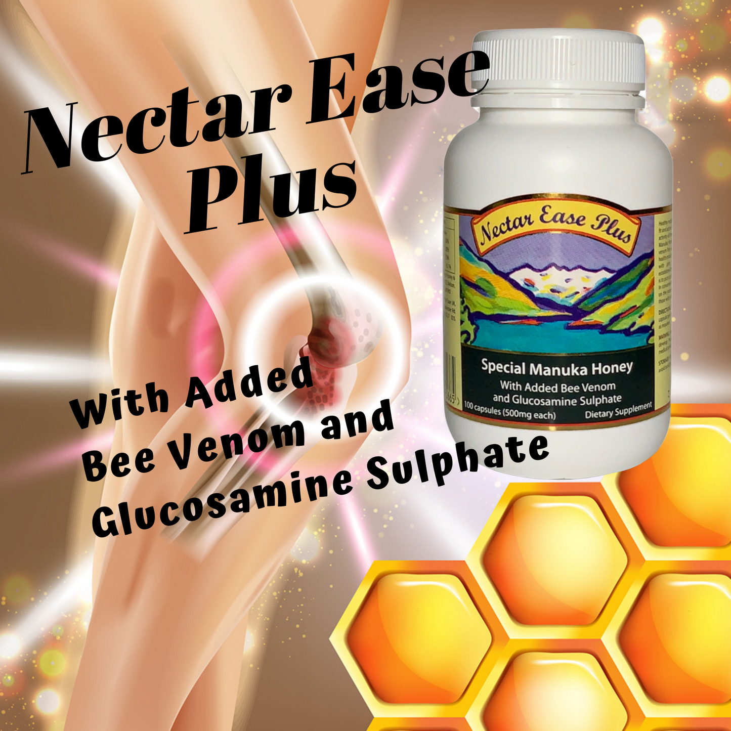 Nectar Ease Plus Capsules, with Added Bee Venom, Genuine New Zealand non-GMO